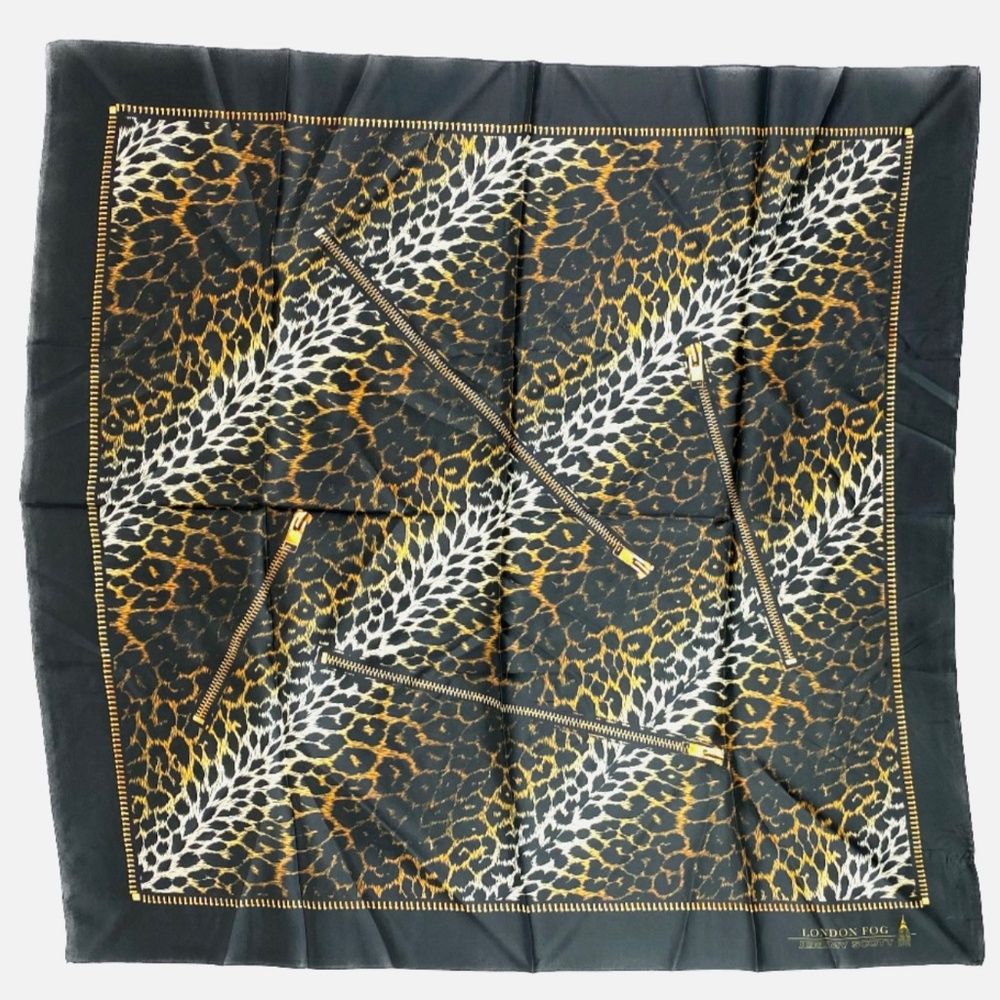 Jeremy Scott Animal Leopard Print Silk Scarf 36" x 36" NWT